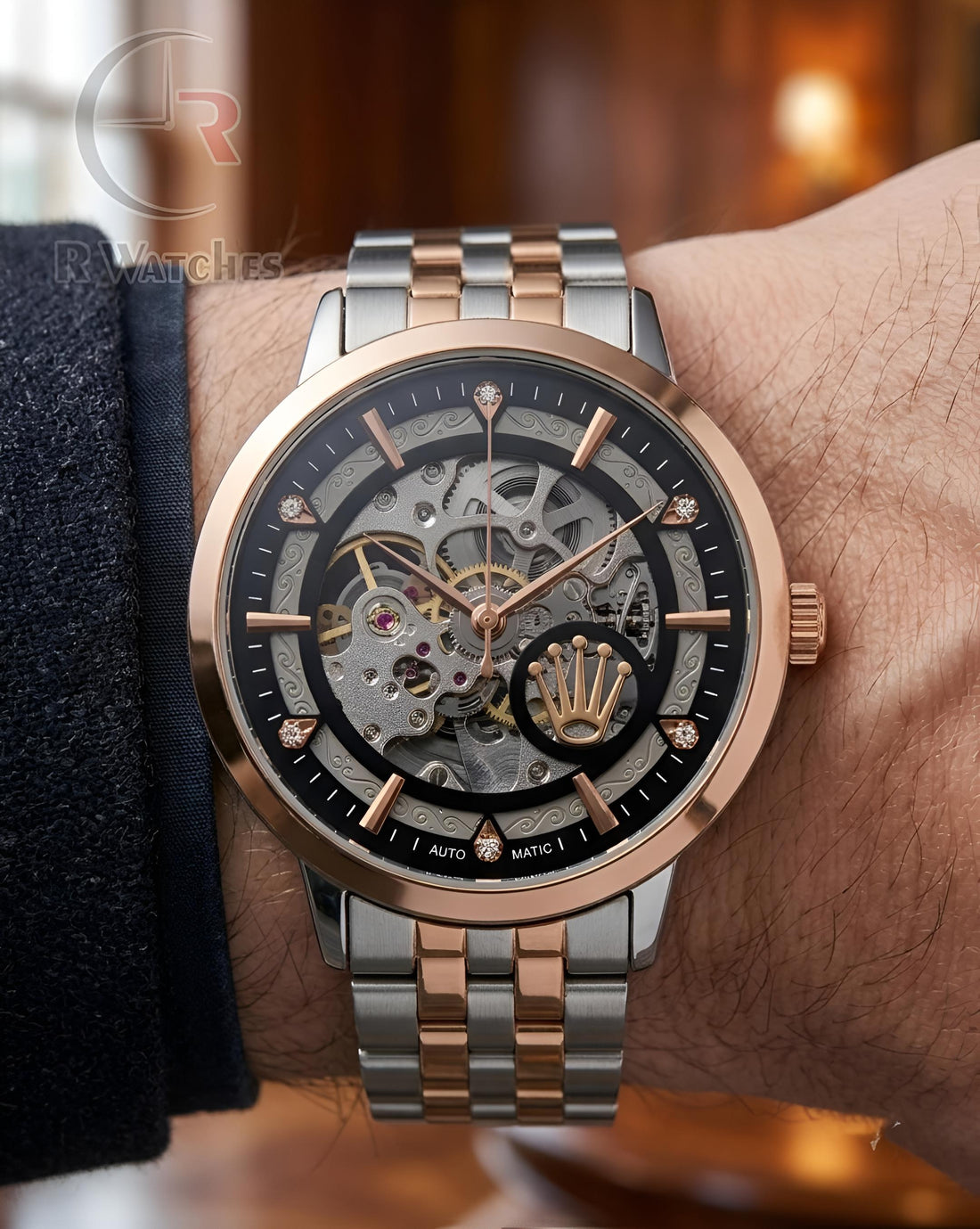 (OS) Rolex Automatic Rose Gold Black