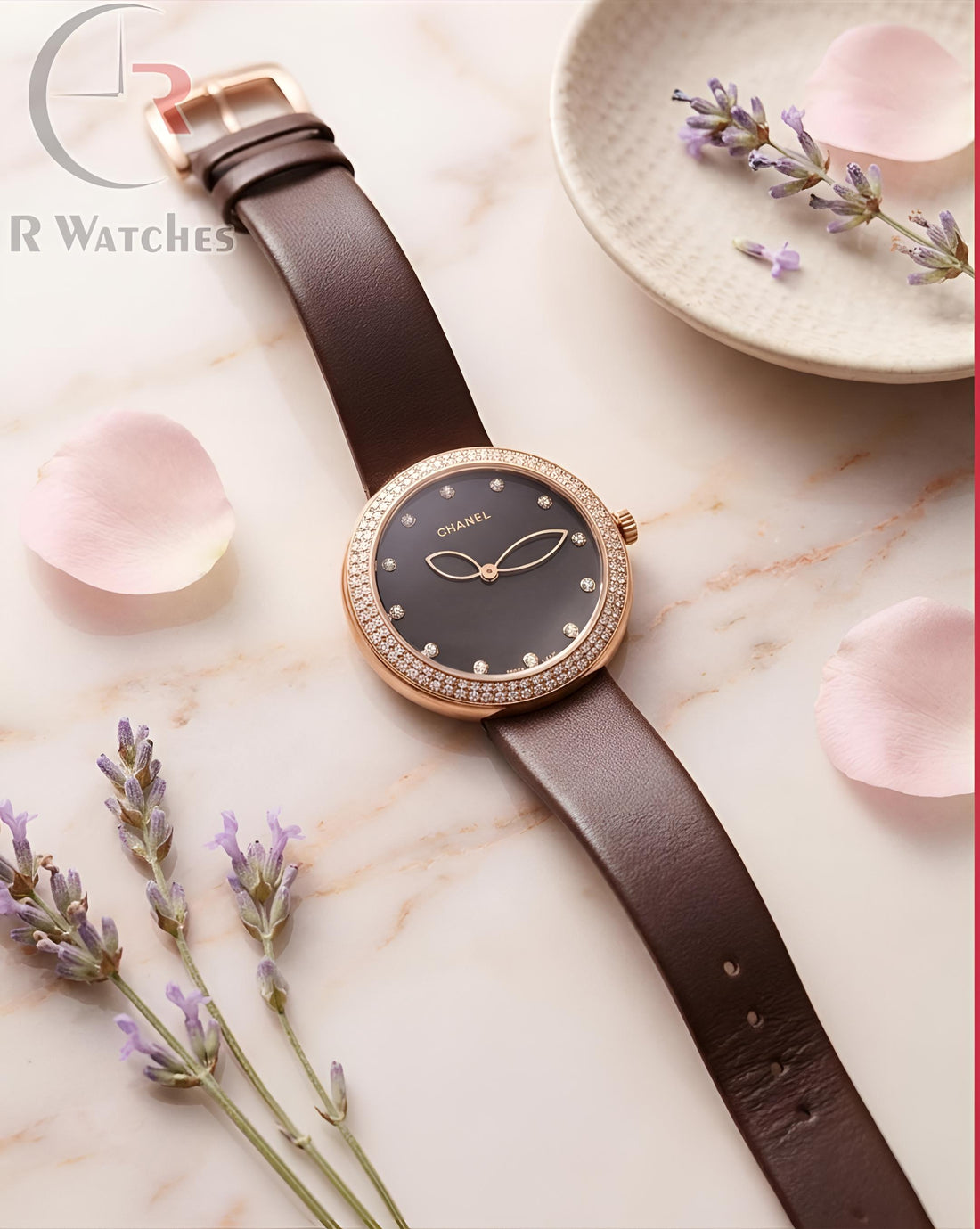 (OS)⭐ Chanel Girls Leather Rose Gold Brown Dial