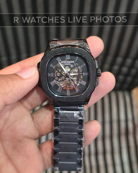 (OS2)⭐ Patek Philippe Automatic Full Black Silver