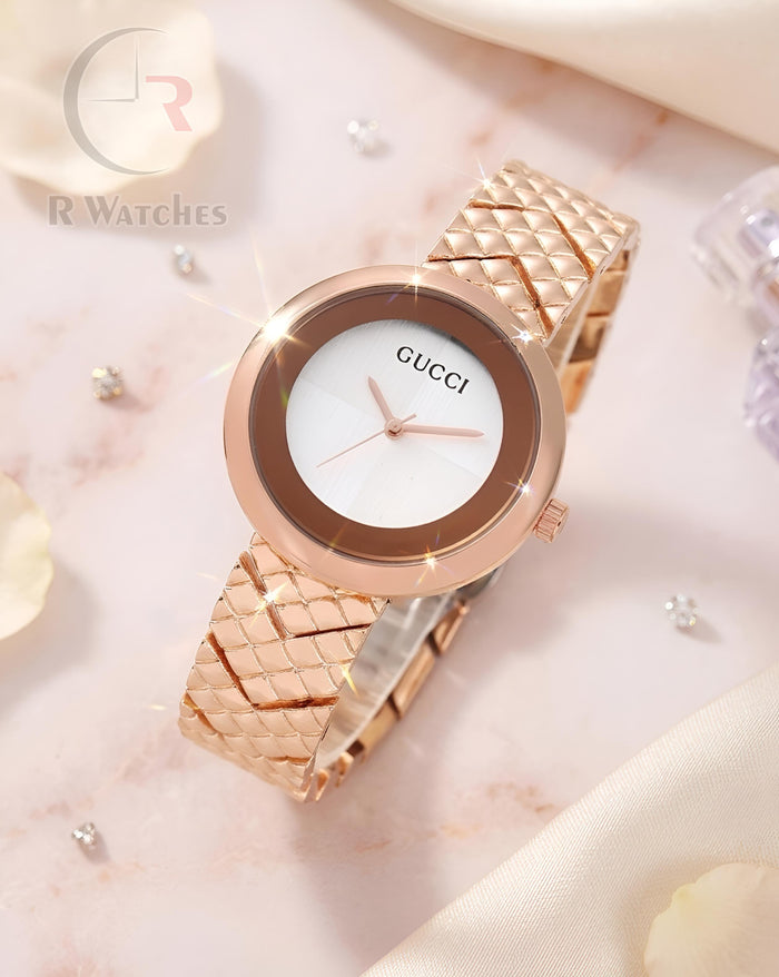 (OS) Gucci Girls Rose Gold White