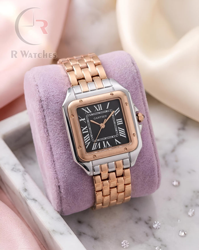 (OS) Cartier Girls Dual Tone Black Roman