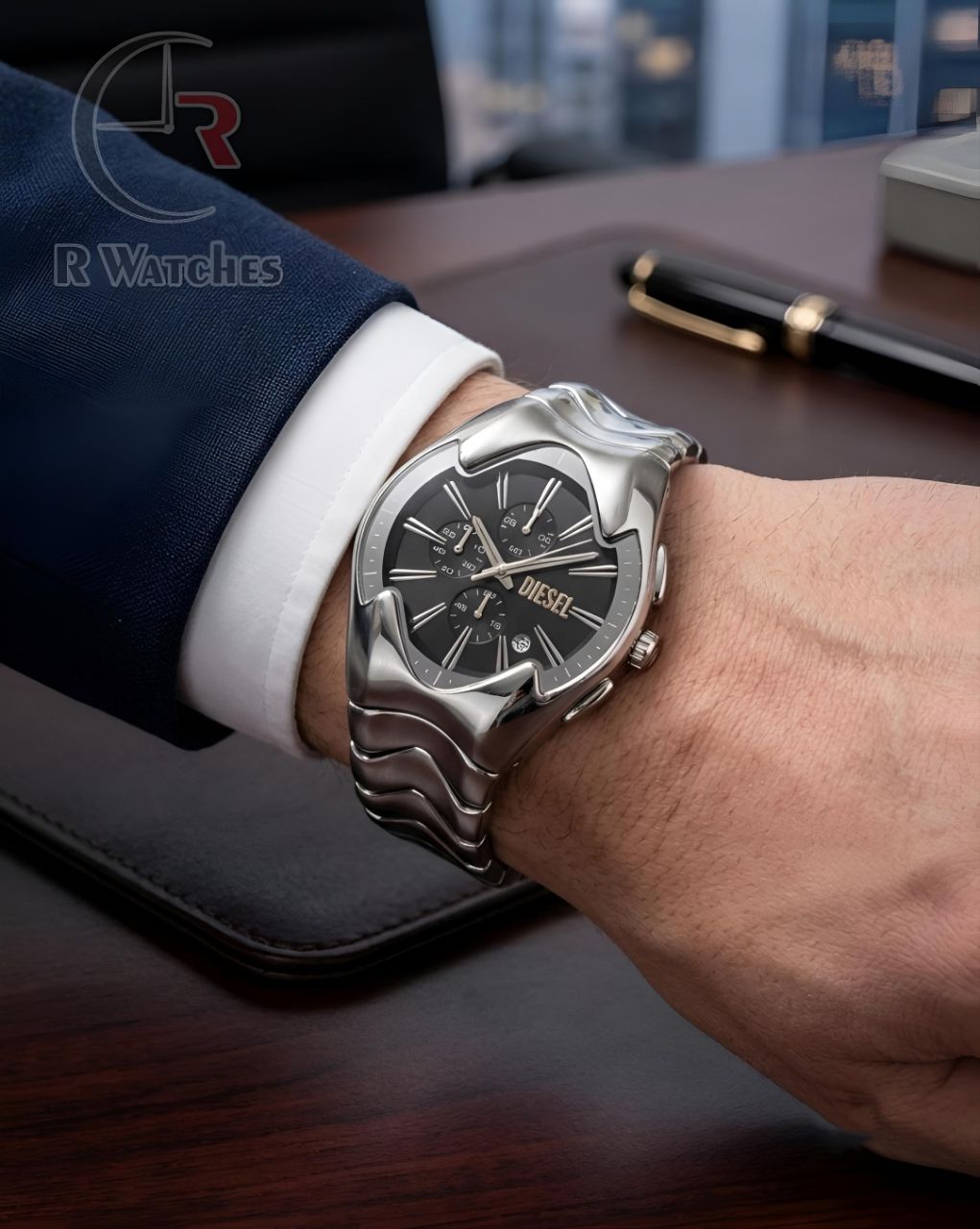(SS) Diesel Big Chrono Silver Black