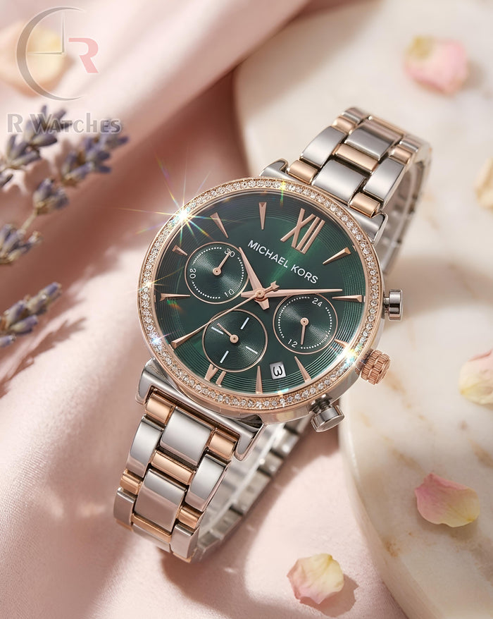 (OS) MK Girls Dual Tone Green Dial
