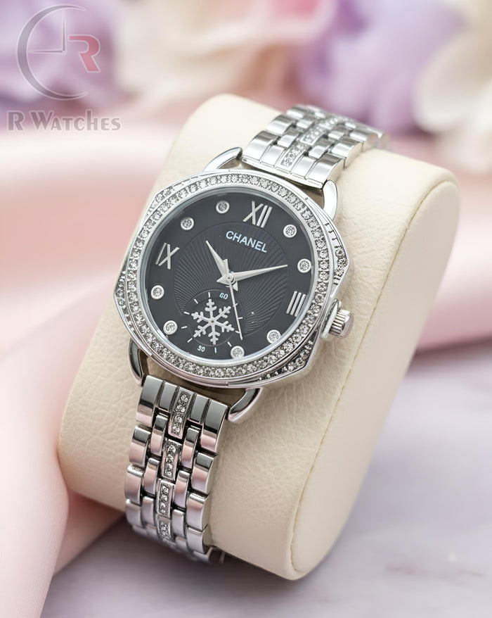 (OS)⭐ Chanel girls silver Black dimond