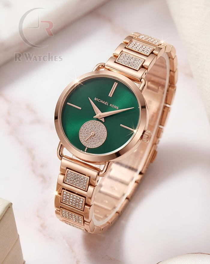 (SS) MK Girls Rose Gold Green