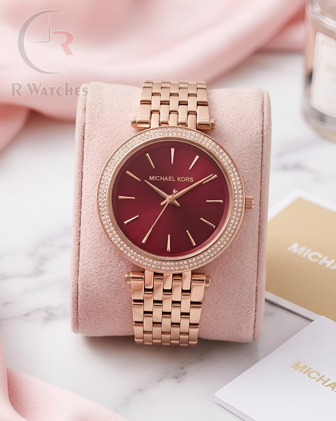 (OS) MK Girls Rose Gold Red Dial