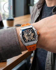 (OS)⭐ RM Silicon Orange Silver Black Dial