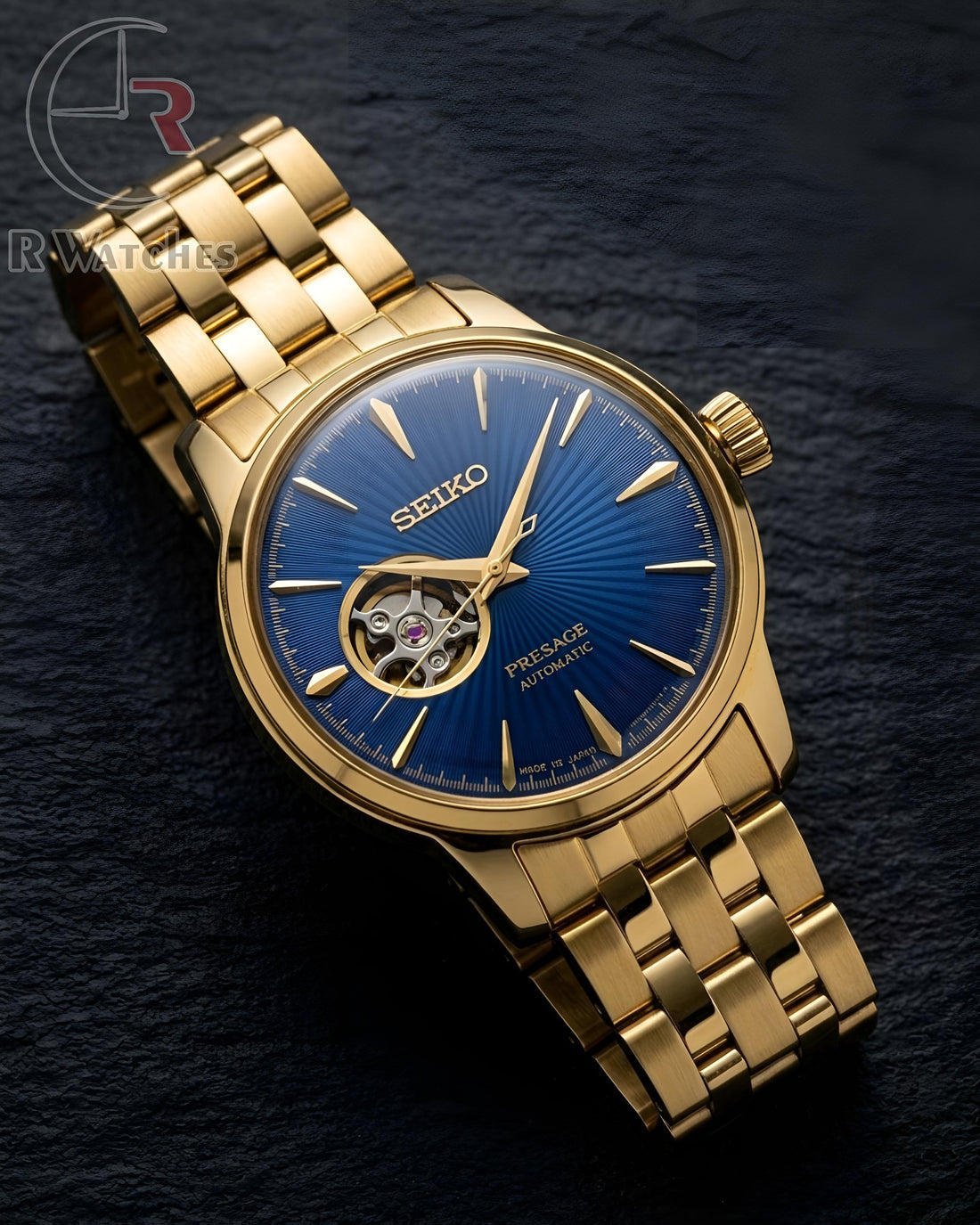 (OS) Seiko Automatic Gold Nevy Blue