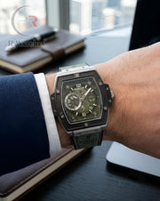 (SS) Hublot Leather Machinery Green Black Silver