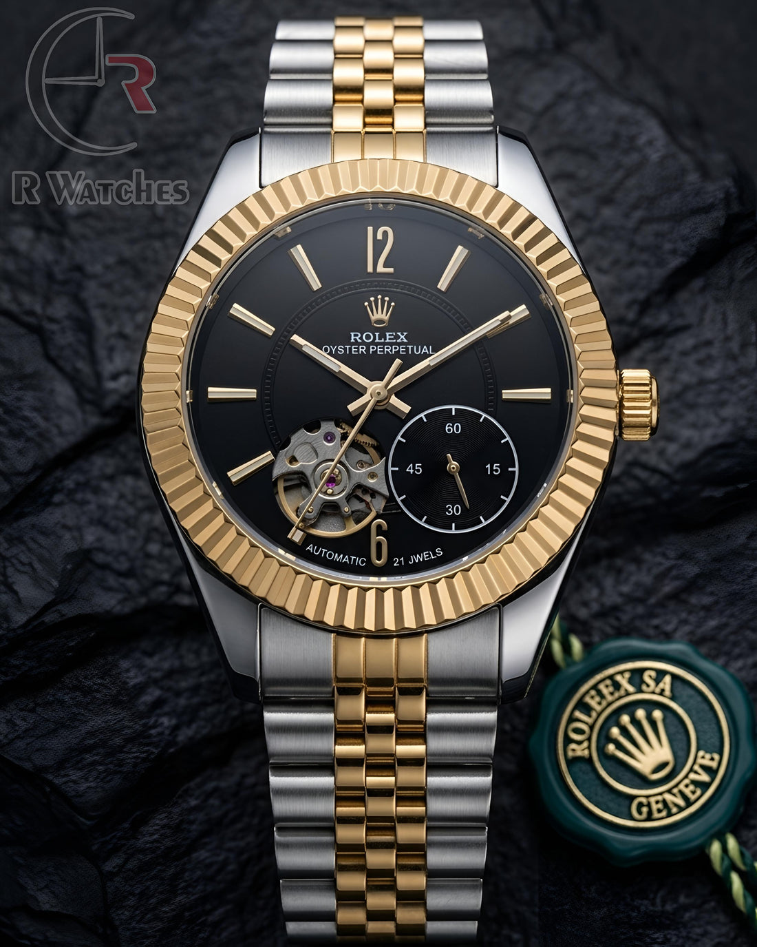 (OS) Rolex Automatic Dual Tone Black Dial
