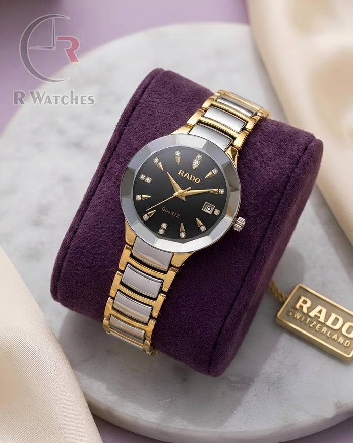 (SS) Rado Girls Diamond Cutt Dual Tone Black