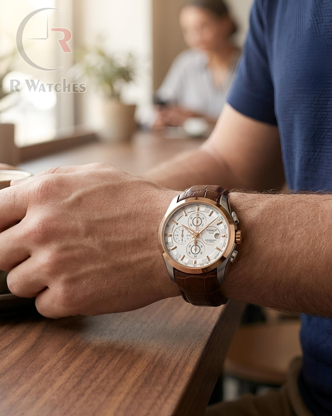 (SS)⭐ Tissot leather brown dual tone white