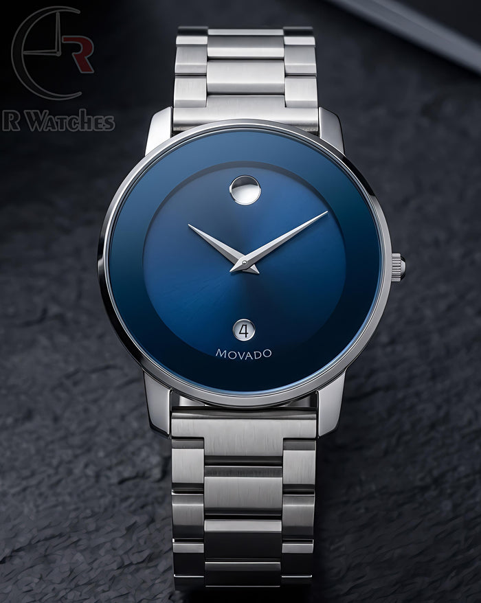 (OS)⭐ Movado silver blue