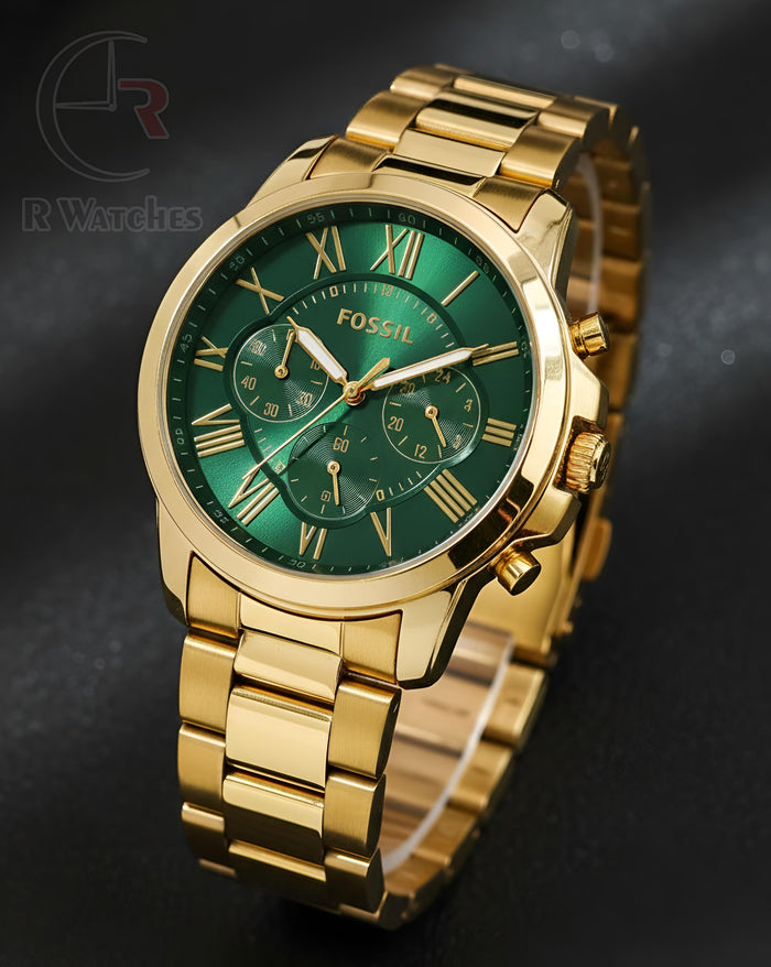 (SS)⭐ Fossil Gold Green Roman Dial