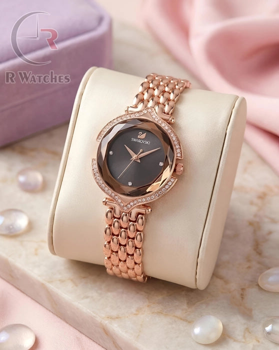 (OS) Swarovski Girls Diamond Rose Gold Black