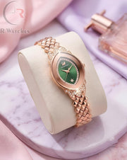 (OS2) Swarovski Girls Rose Gold Green