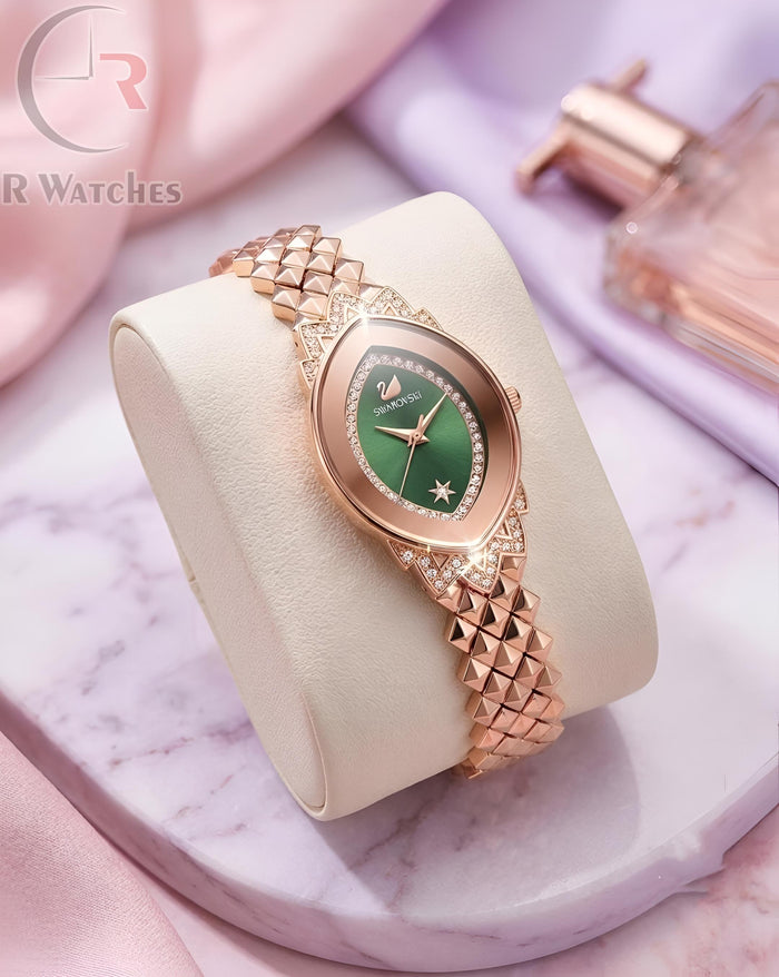(OS2) Swarovski Girls Rose Gold Green