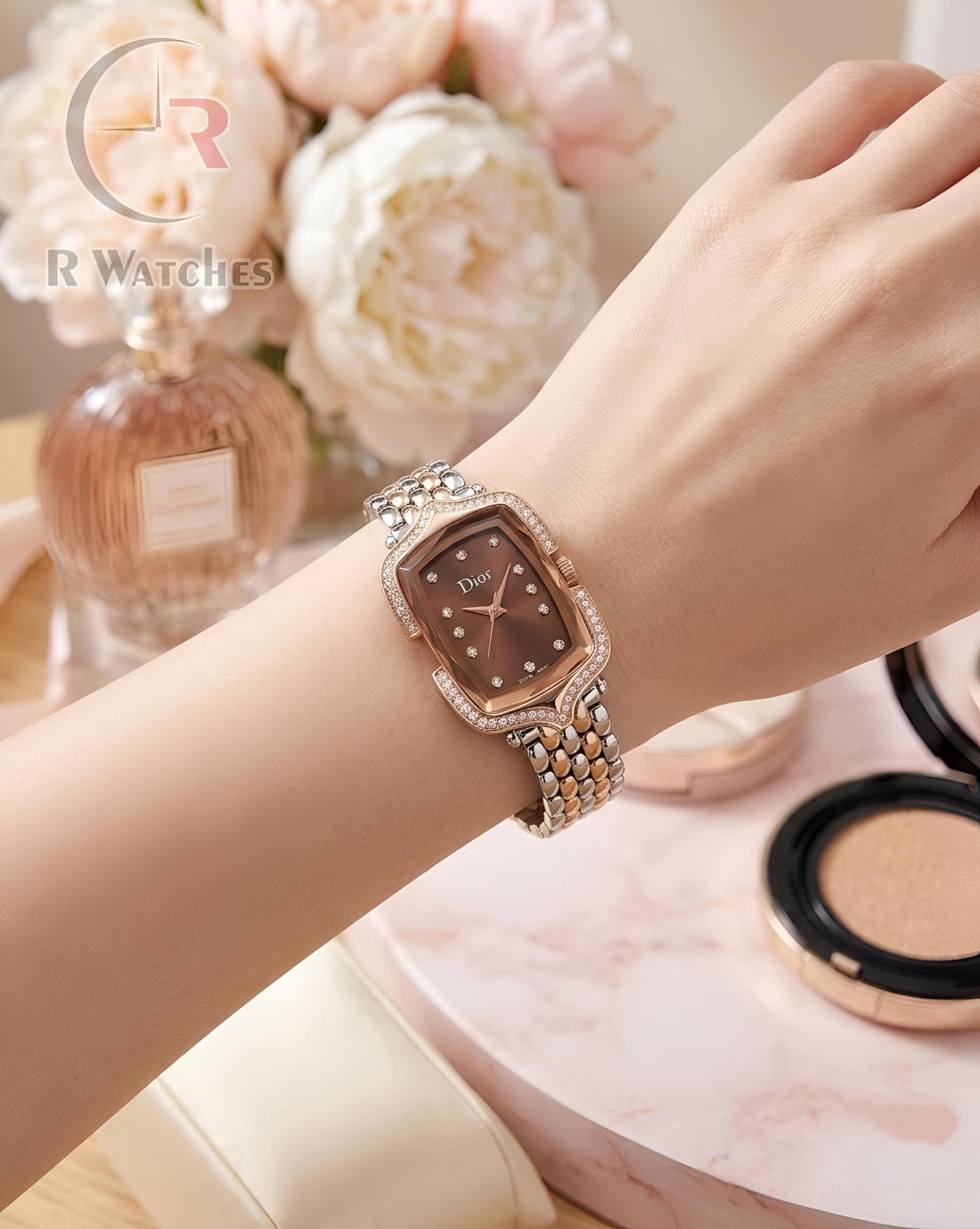 (OS) Dior Girls Diamond Rose Gold Brown