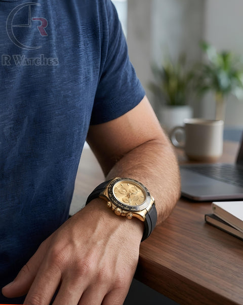 (OS)⭐ Rolex Silicon Gold Black Gold Dial