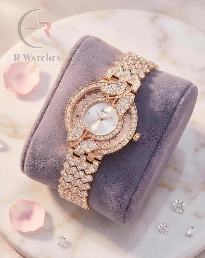 (OS) Dior Girls Diamond White Rose Gold