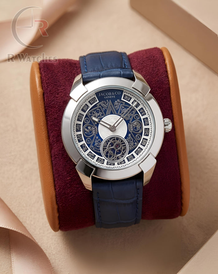 (OS) Jacob & Co Leather Silver Blue