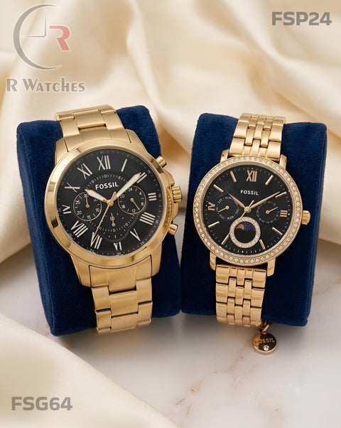 (OS) Fossil couple Gold Black (FSP24) (FSG64)