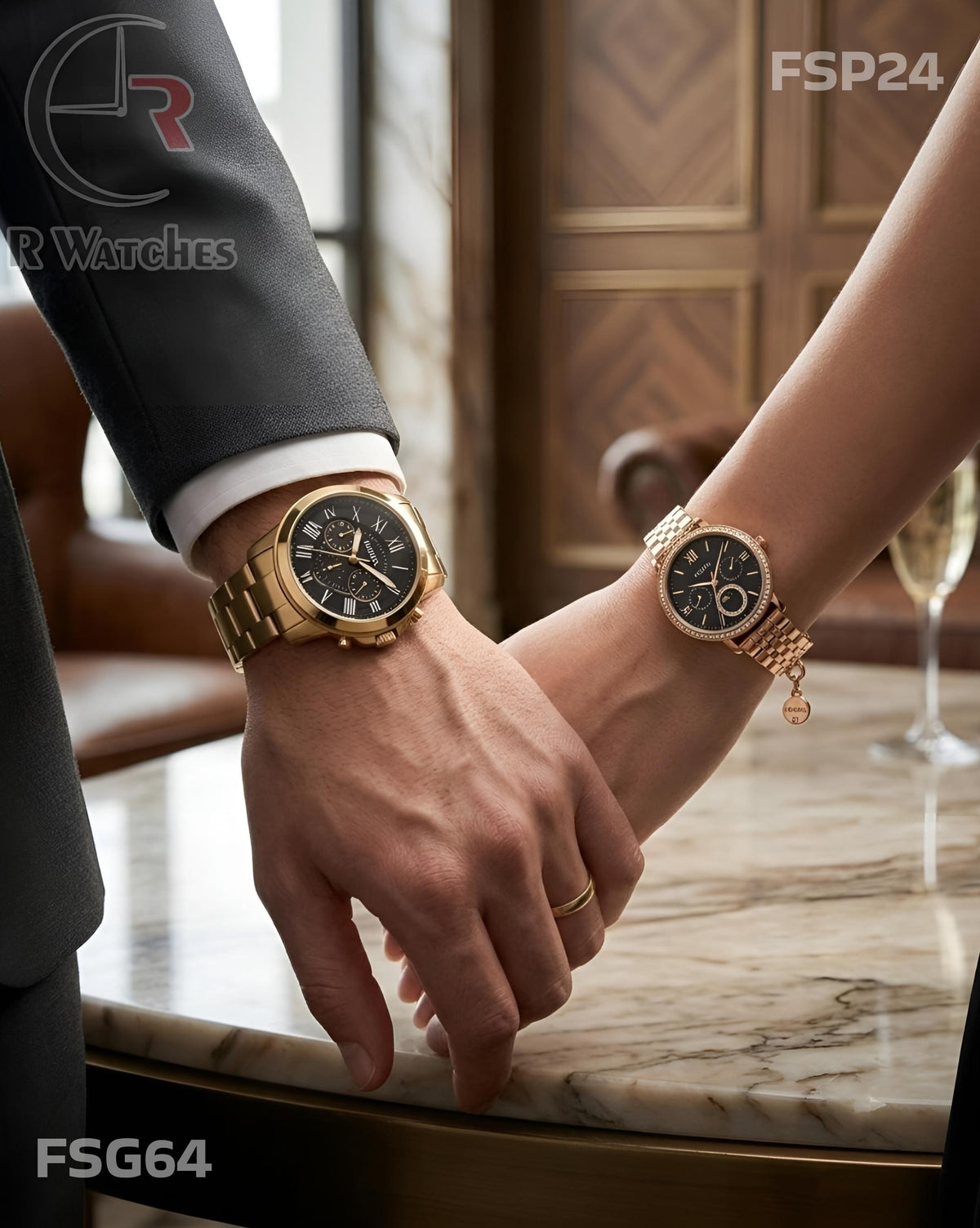 (OS) Fossil couple Gold Black (FSP24) (FSG64)