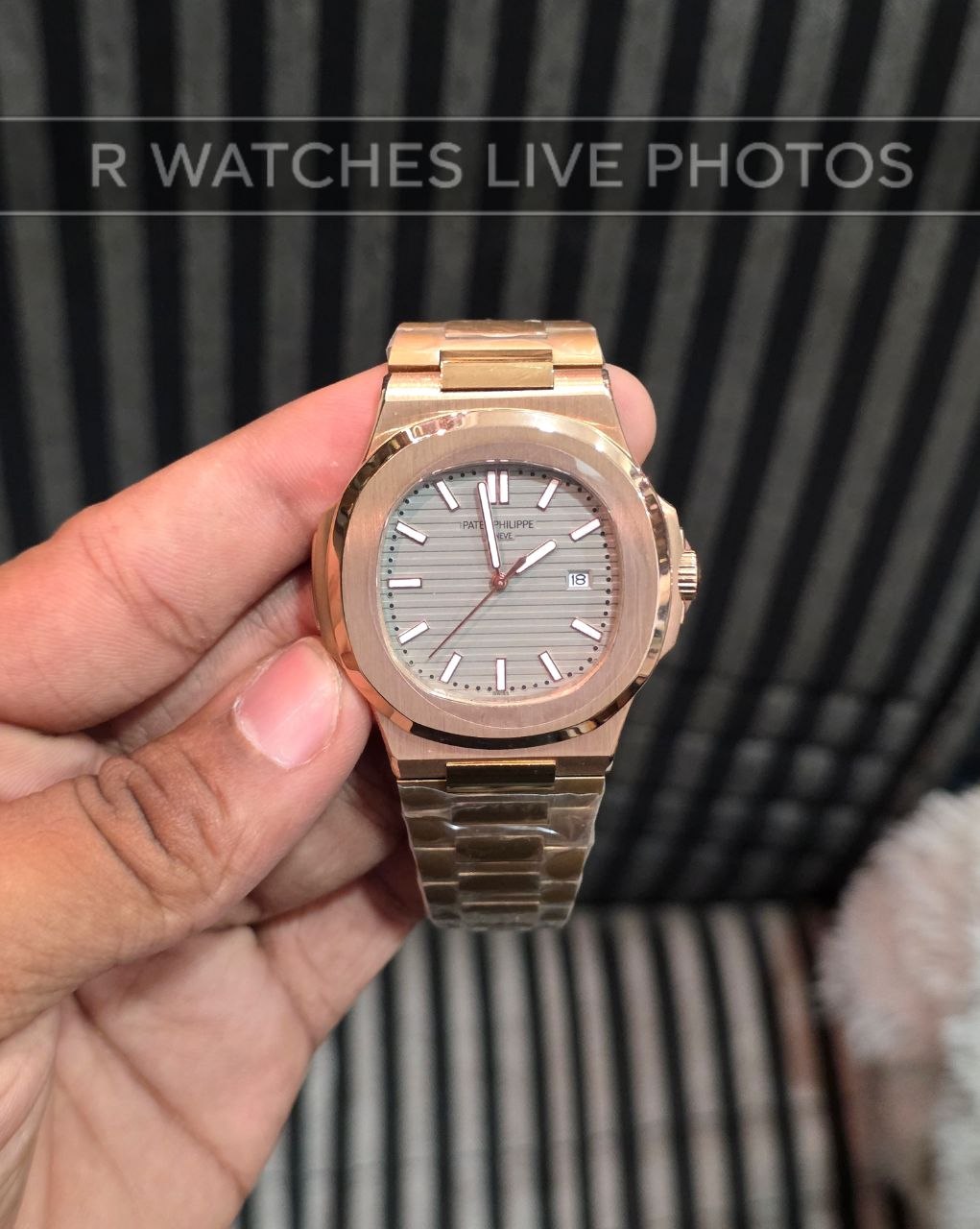 (OS)🖤⭐ Patek Philippe Heavy Rose Gold Grey Dial (PPP42)
