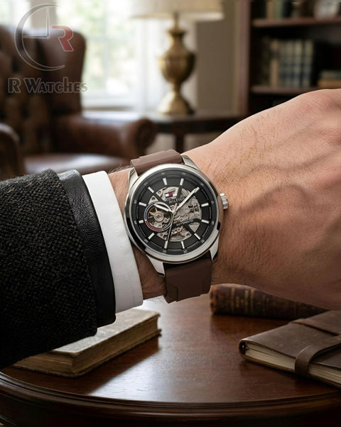 (OS)📷 Tommy Hilfiger automatic silicon brown (THAS6)