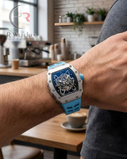 (OS)📷⬆️ RM Silicon Tiffany Blue Silver Black Dial (RMS5)