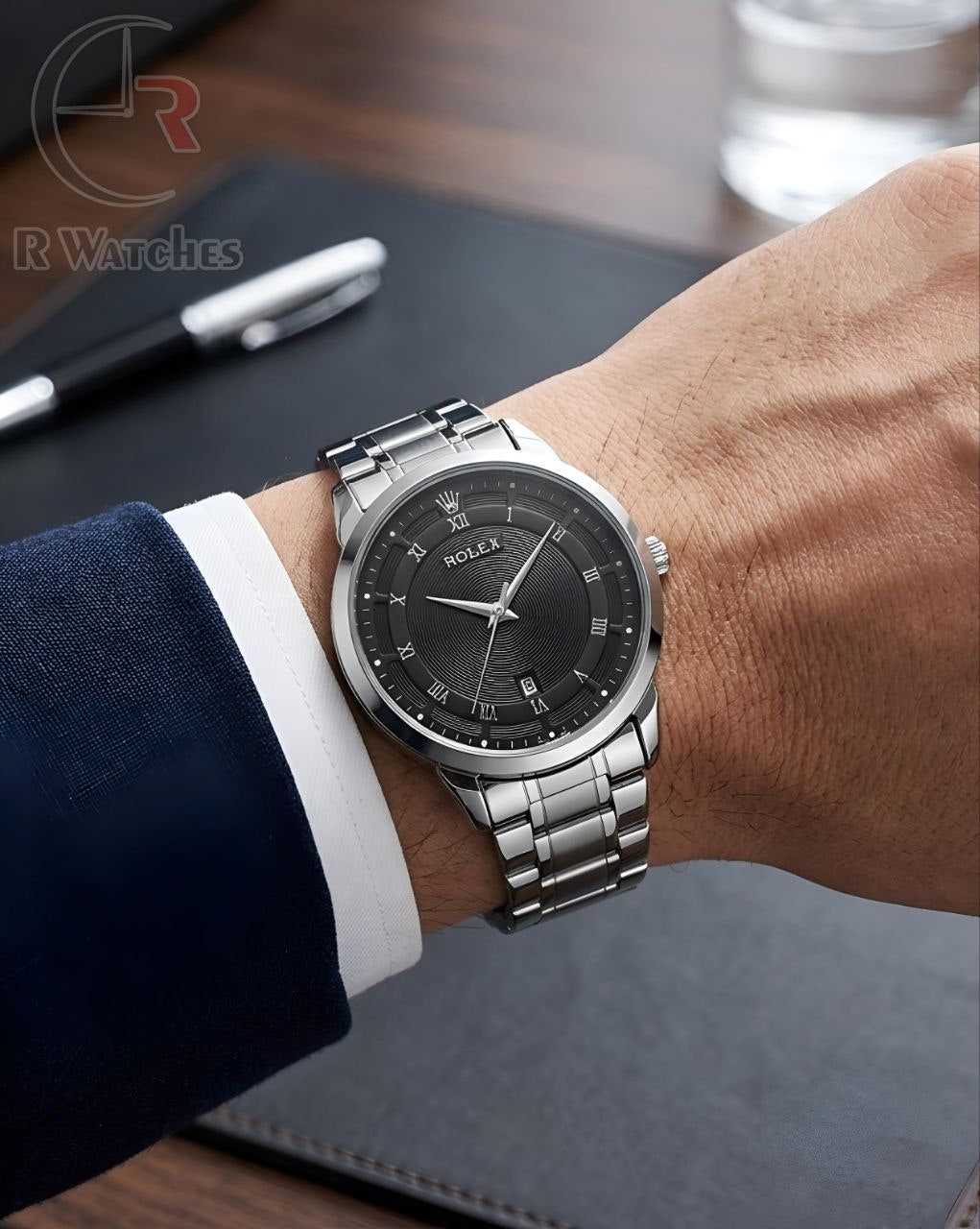 (SS)📷⬆️ Rolex Silver Black Roman Dial (RXP12)