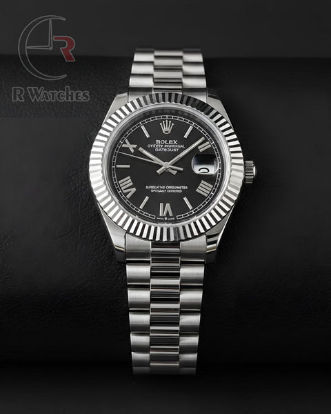 (OS)📷⬆️ Rolex Oyster Silver Black Roman Dial (RXP33)