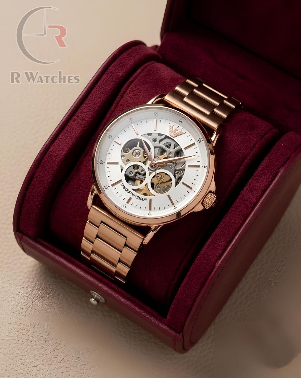 (SS)⬆️ Armani Automatic Rose Gold White