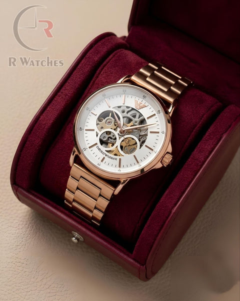 (SS)⬆️ Armani Automatic Rose Gold White