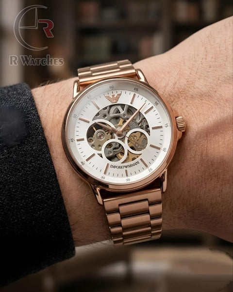 (SS)⬆️ Armani Automatic Rose Gold White