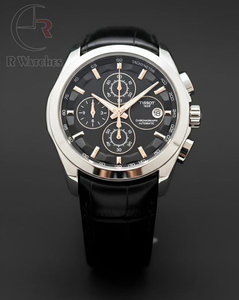 (OS4) Tissot leather Silver Black