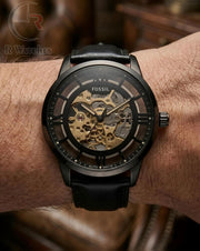 (SS) Fossil Automatic leather black