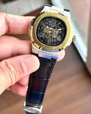 (OS) Patek Philippe Automatic leather dual tone Black
