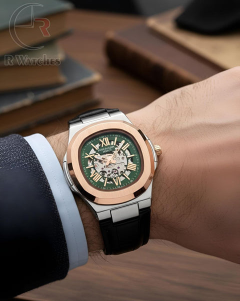 (OS) Patek Philippe automatic leather Dual tone Green