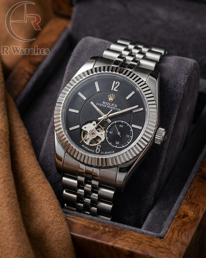 (OS) Rolex Automatic Silver Black Dial