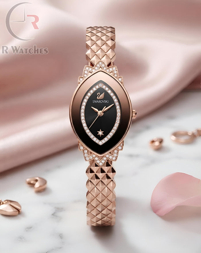 (SS) Swarovski Girls Diamond Rose Gold Black