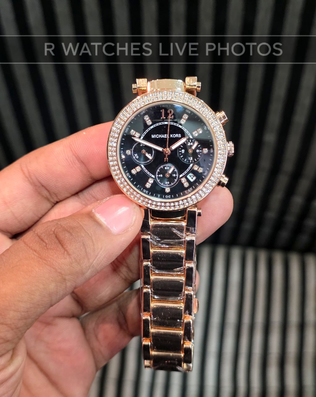 (OS2)⭐ MK Girls Rose Gold Black Dial