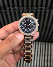 (OS2)⭐ MK Girls Rose Gold Black Dial
