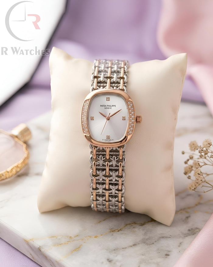 (OS) Patek Philippe Girls Diamond Rose Gold White