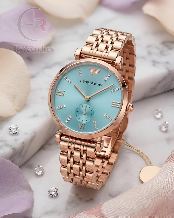 (OS)⭐ Armani Girls Rose Gold Tiffany Blue