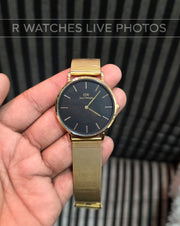 (OS)⭐ Daniel Wellington black dial gold metal