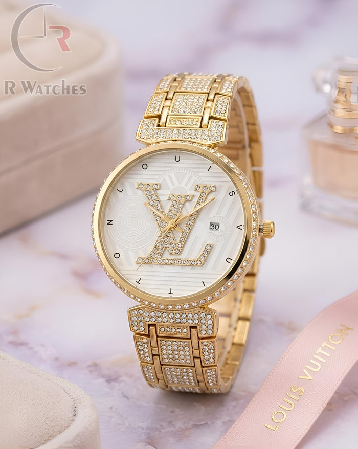 (OS) LV Girls Diamond Gold White