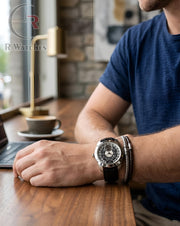 (OS) Jacob & Co Leather Silver Black
