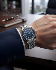 (SS) Rolex Silver Nevy Blue