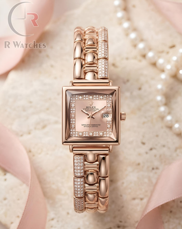 (OS) Rolex Girls Diamond Full Rose Gold